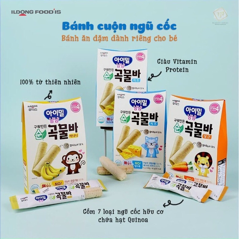 Bánh ăn dặm ngũ cốc Ildong hình que cho bé 12m+ hộp 40gr