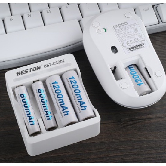 Combo 4 Viên Pin AA/AAA & Sạc BESTON , Dùng Cho Điều Khiển, Micro Không Dây Đồng Hồ, Đồ Chơi