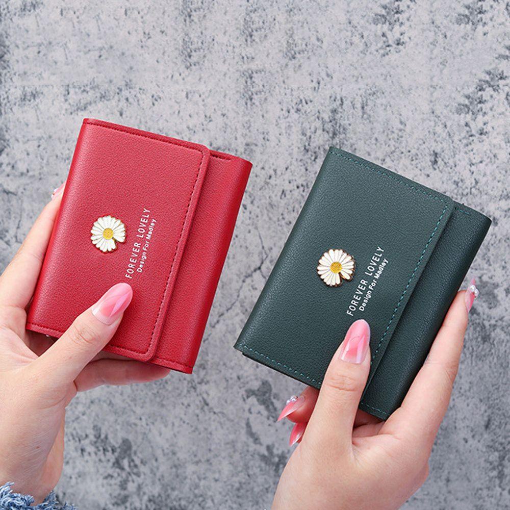 Ví Ngắn Gập Ba Họa Tiết Hoa Cúc Nhỏ Xinh