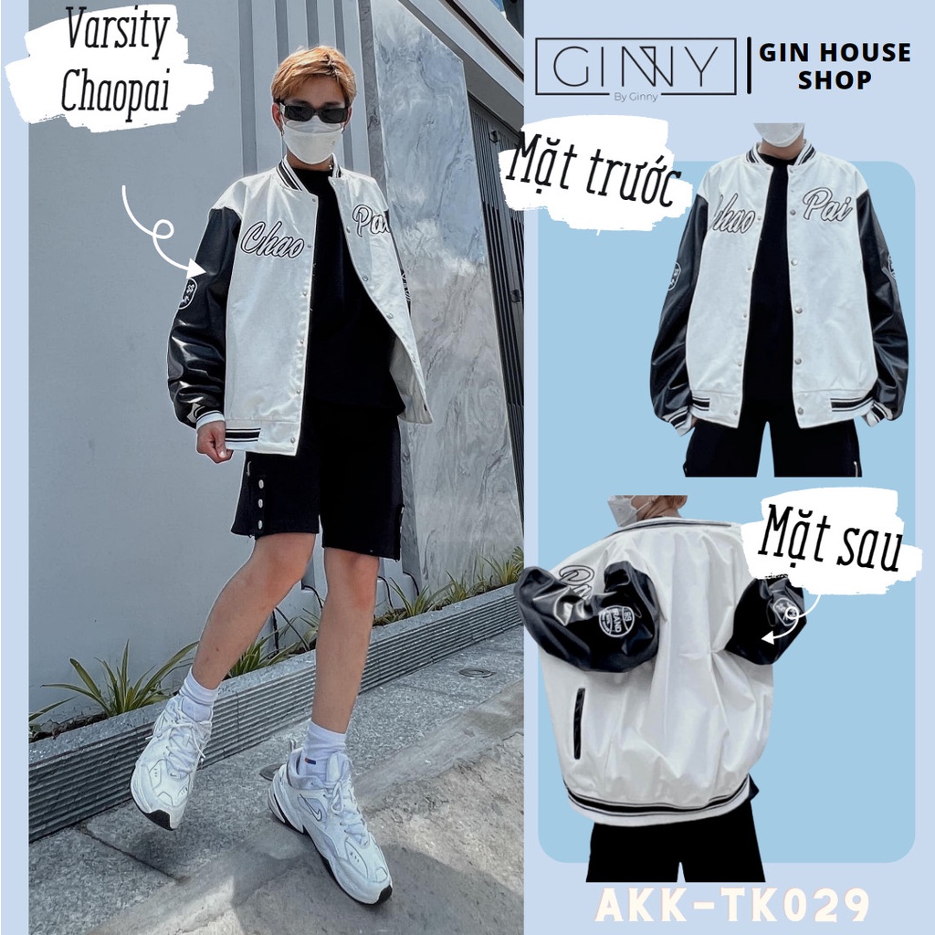 Áo khoác kaki tay da Varsity Chaopai TK-029 | GinHouse Shop