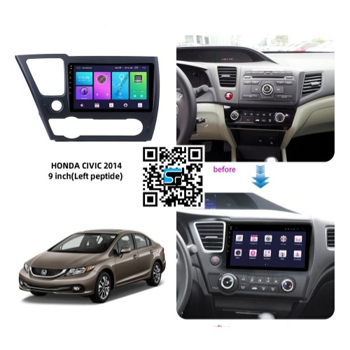 MÀN HÌNH ANDROID + MẶT DƯỠNG HONDA CIVIC 2006-2011 +JAK CẮM ZIN HỔ  TRỢ LẮP ĐĂT