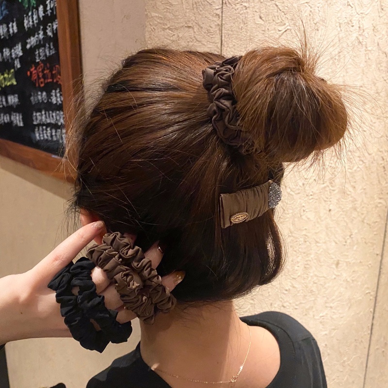 Dây Buộc Tóc Màu Trơn Phong Cách Retro Thời Trang Hàn Quốc