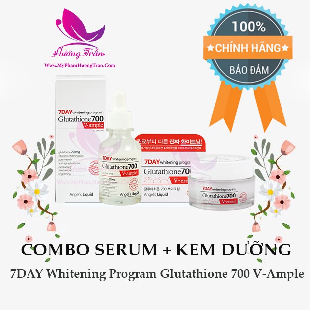 Combo Serum - Kem Dưỡng 7 Day Whitening Program Glutathione 700 V-Ample - Chính Hãng Hàn Quốc