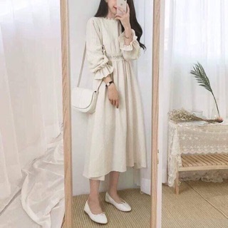 Đầm midi vintage viền ren