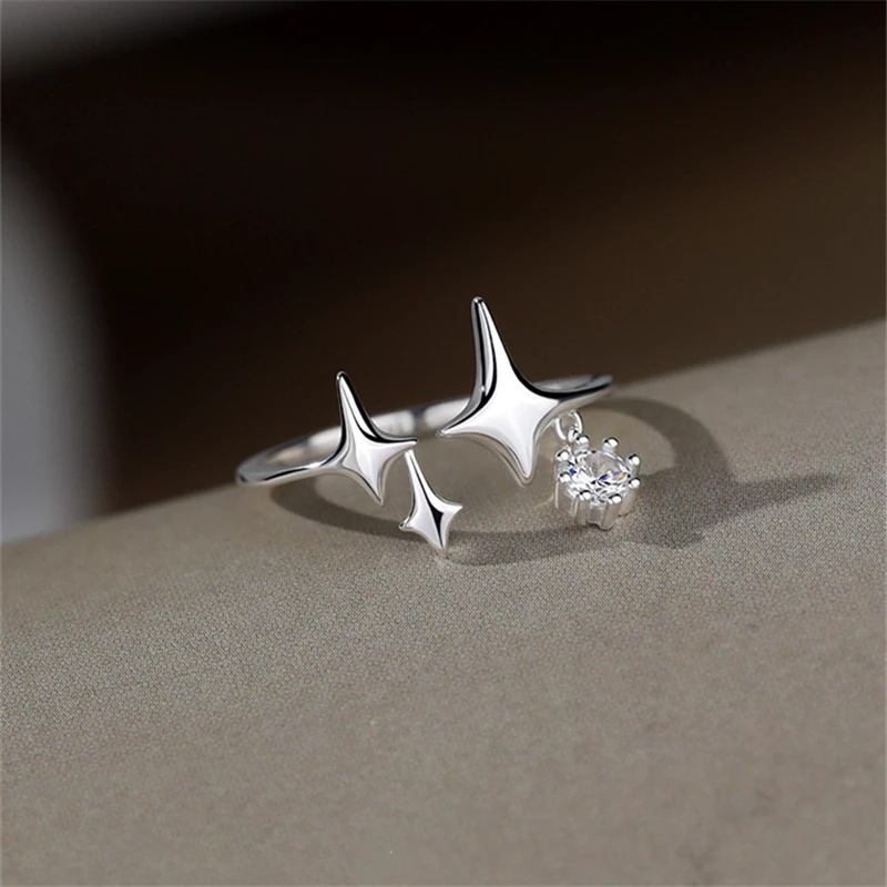 Nhẫn Hình Ngôi Sao Năm Cánh Đính Đá Zircon Thời Trang