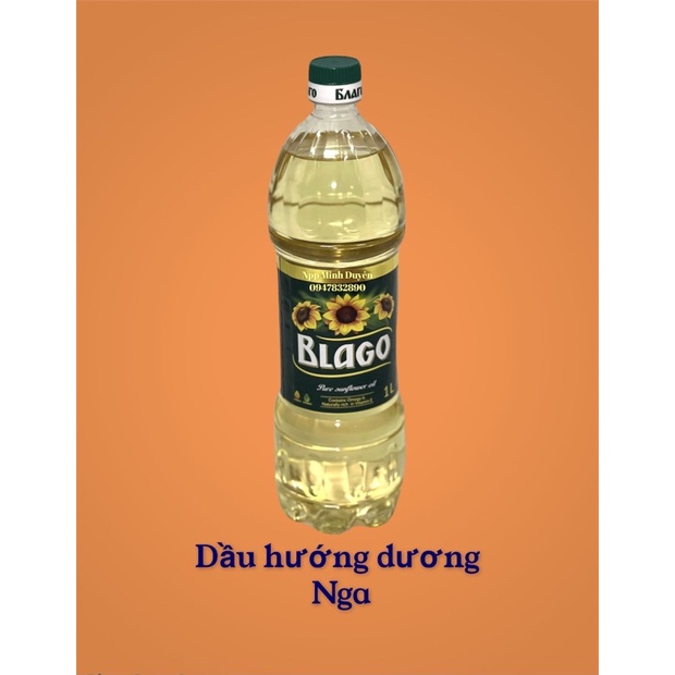 1Lit - Dầu hướng dương Nga - đủ giấy tờ công bố - Dầu hương dương nguyên chất 100%
