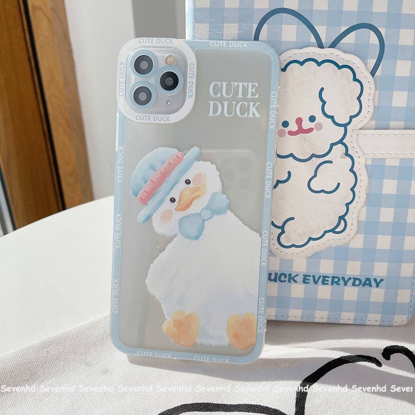 Ốp Điện Thoại Họa Tiết Hoạt Hình Đôi Mắt Thiên Thần &amp; Chú Vịt Cho iPhone 14 13 12 11 Pro Max SE2020 X XR Xs Max 7 8 6 6s Plus