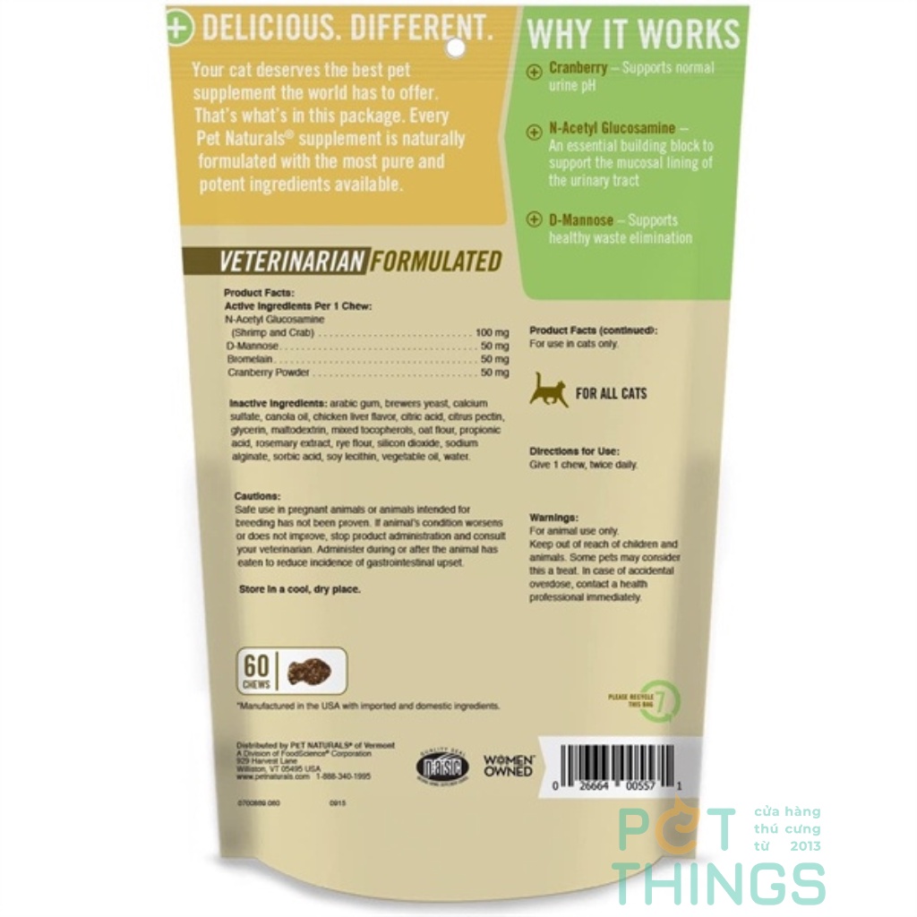 Pet Naturals tiết niệu UT Support 60 viên cho mèo