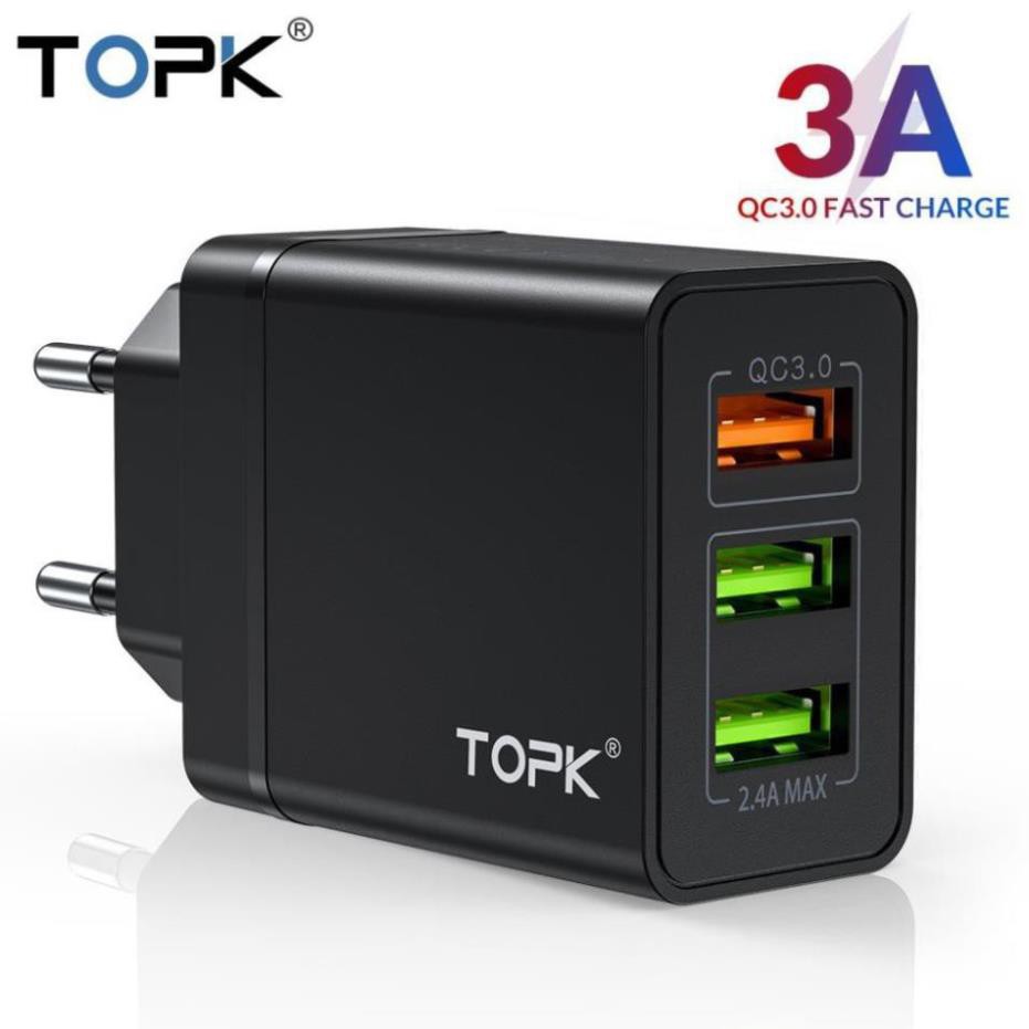 abc Củ Sạc Nhanh TOPK B348Q 3 Cổng USB 3.0 Tiện Lợi Chất Lượng Cao