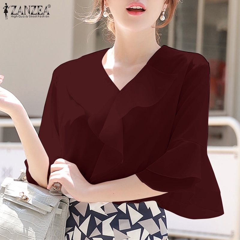 Zanzea Áo Nữ Tay Lửng Cổ Chữ V Thời Trang Quyến Rũ