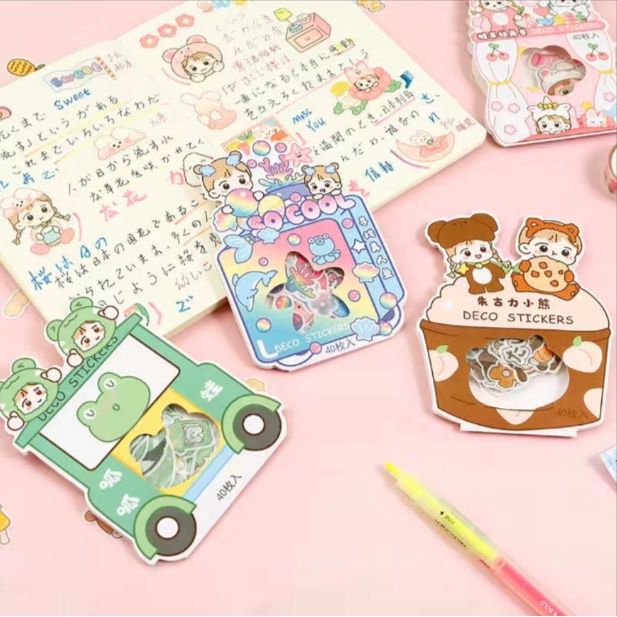 [Hàng mới về] Sticker dán Deco Couple Cô bé và Chú bé đáng yêu - Nhãn dán Trang trí sổ tay tập vở