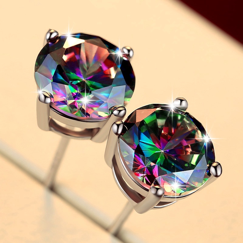 Diamond Color S925 Silver Men Women Cool Earrings
