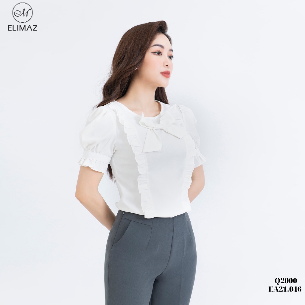 Áo sơ mi nữ cộc tay bèo nơ Elimaz EA21.046