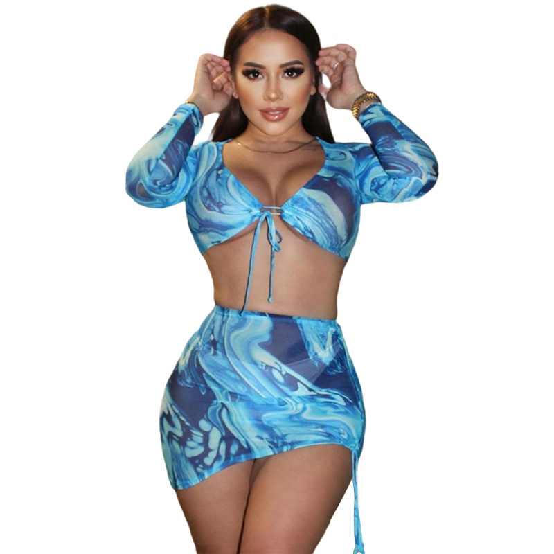 Set Áo Crop Top 2 Dây + Chân Váy Ôm Màu Gradient Thời Trang Nữ