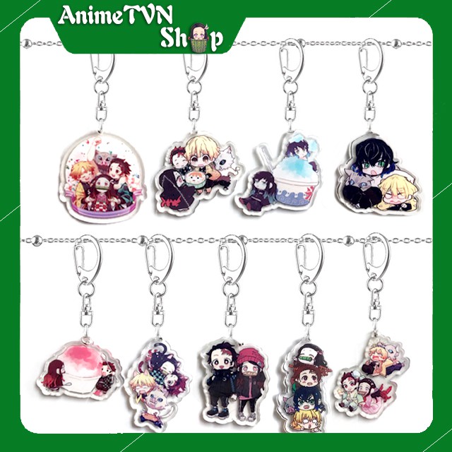 Móc khoá Mica anime Kimetsu No Yaiba (Loại 2 - Đời thường) - Nhựa Cứng Acrylic In 2 mặt sắc nét ( ảnh thật )