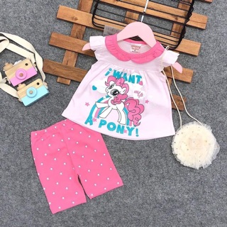 Bộ cotton bé gái điệu Troang