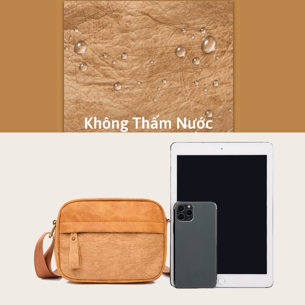 Túi đeo chéo messenger size mini phối da cao cấp unisex cho nam nữ