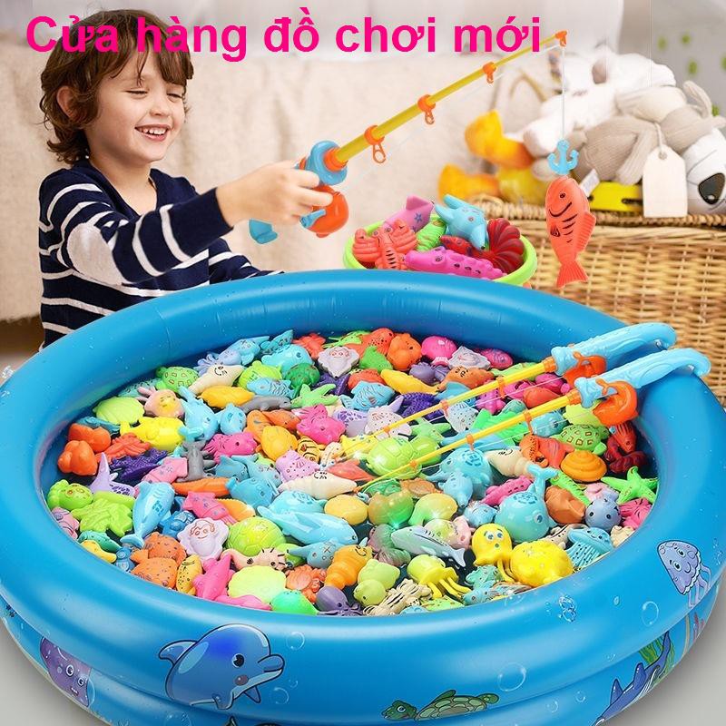 Bộ đồ chơi câu cá trẻ em phát sáng cảm ứng, từ tính trong nước, cần cá, trò tương tác gia đình cha con