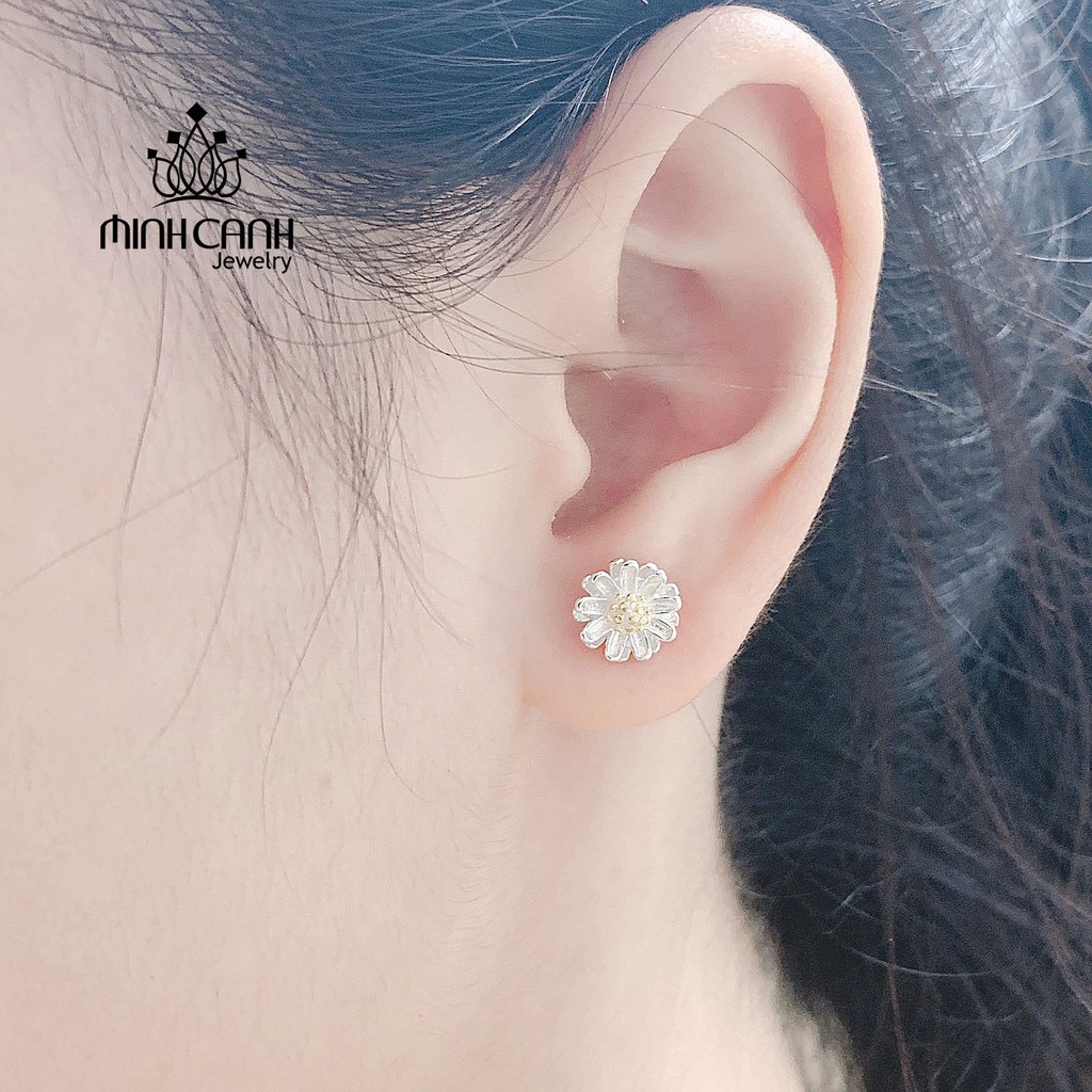 Bông Tai Hoa Cúc Họa Mi Bạc Ý S925 - Minh Canh Jewelry
