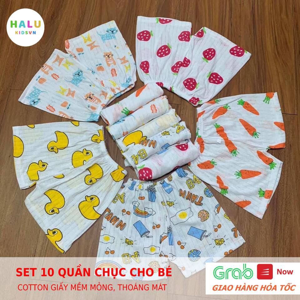 Set 10 chiếc quần chục cotton giấy cho bé trai bé gái - Halukidsvn.QCG01