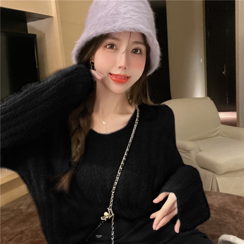 【Hana and Alice】Áo Len Tay Dài Cổ Chữ V Form Rộng Dễ Phối Đồ