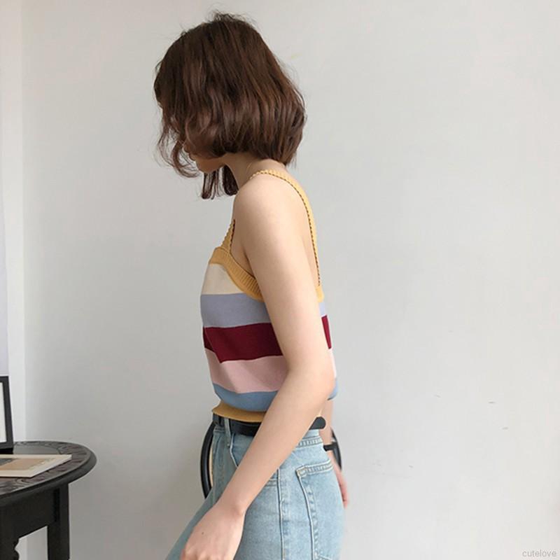 Áo Dệt Kim Nữ Không Tay Kẻ Sọc Gợi Cảm | BigBuy360 - bigbuy360.vn