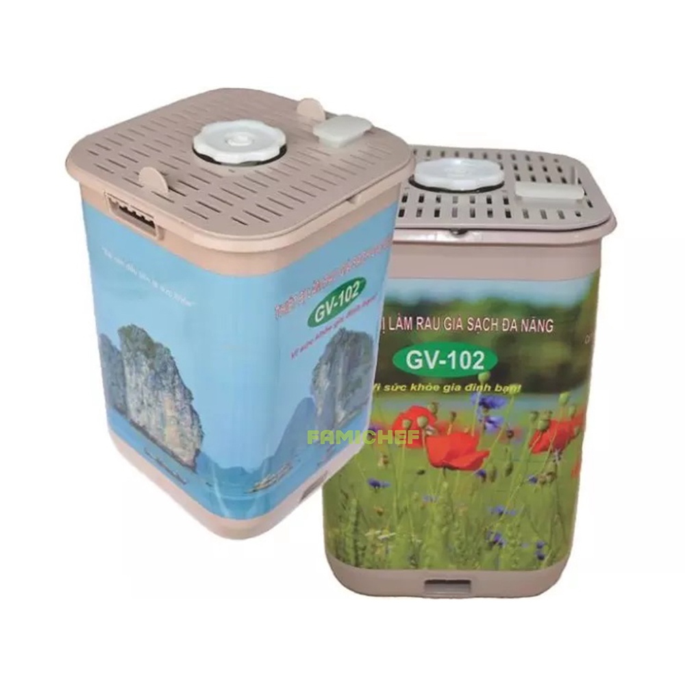 Máy làm giá đỗ phiên bản tự động vuông Toàn Diện GV102.. - Màu ngẫu nhiên - Tặng kèm 200g hạt đậu xanh