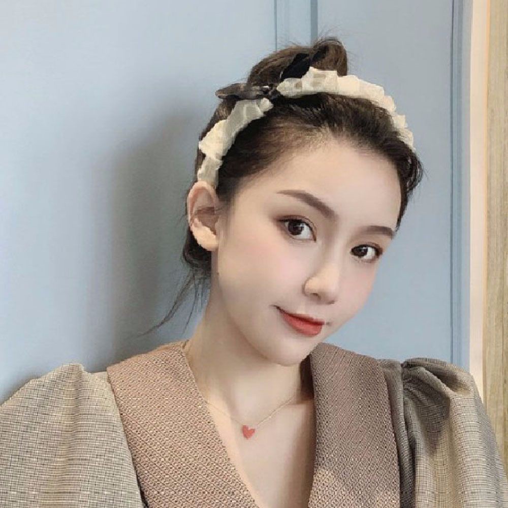 Băng Đô Cài Tóc Vải Lưới Đính Nơ Lấp Lánh Dễ Thương Cho Nữ
