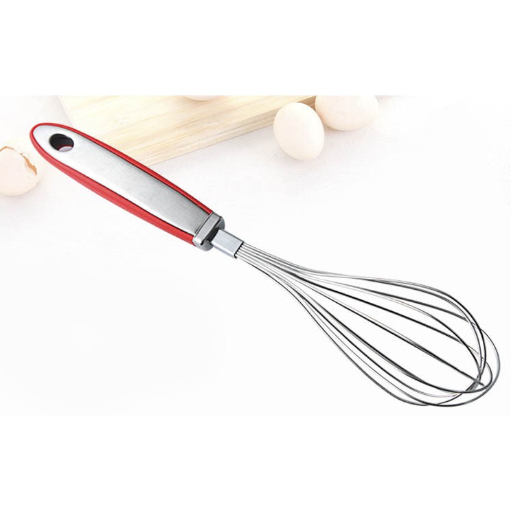 Phới lồng inox viền đỏ 30cm ⚡ HÀNG LOẠI 1 ⚡ cây đánh trứng cầm tay nhỏ gọn dễ thao tác, dễ sử dụng
