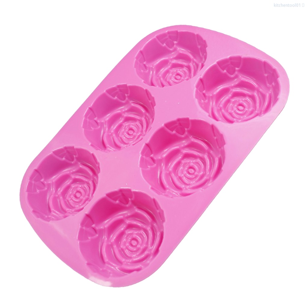Khuôn silicone làm bánh 6 ngăn chống dính hình bông hoa tiện dụng cho nhà bếp diy