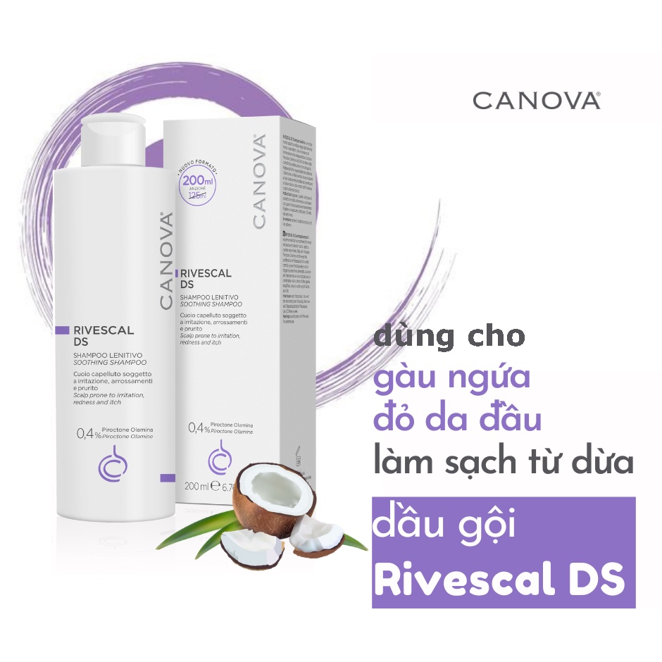 [CHÍNH HÃNG CTY] CANOVA Rivescal DS Shampoo 200mL - Dầu Gội Chống Nấm, Chống Gàu.