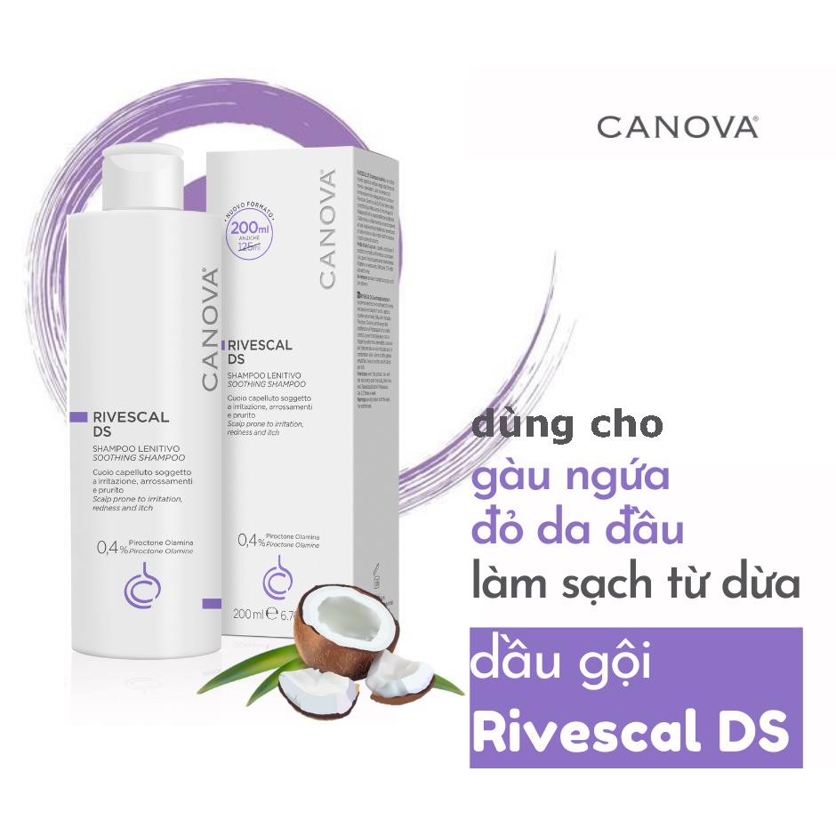 CANOVA Rivescal DS Shampoo 200mL - Dầu Gội Chống Nấm, Chống Gàu.