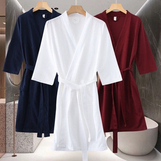 Pyjama nam và nữ, áo choàng tắm đôi waffle, tay áo tứ quý, pyjama mỏng, áo choàng tắm khách sạn năm sao, áo choàng tắm