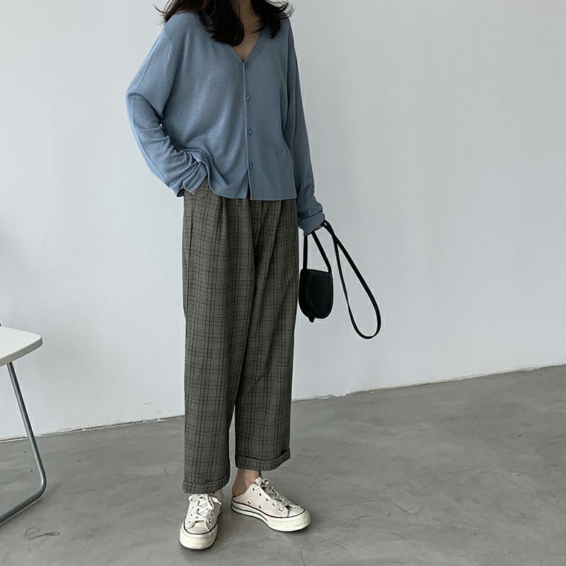 Áo Khoác Cardigan thun len dệt kim tay dài cổ tim dễ thương xinh xắn vải mềm mịn mát