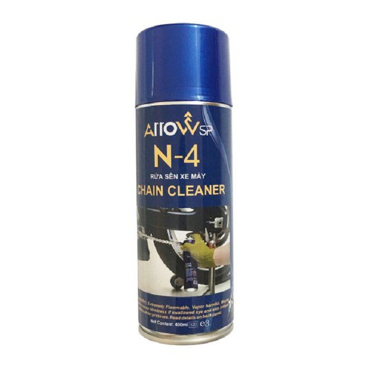 [HCM][SỐC] Chai Xịt Rửa Và Bảo Dưỡng Sên Xe Máy Đa Năng Arrow SP N-4 Chain Cleaner Và ArrowSP Chain Lube (400ml) + T