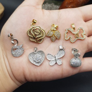 Charm Đính đá dạng nối, dạng treo phối vòng (Kiểu 3) - Đồng mạ bạc, không bay màu, thiết kế tinh xảo