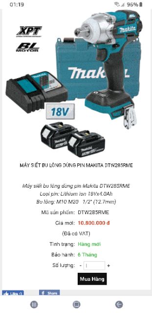 Máy siết Bulong Pin MAKITA DTW285-RME made in JAPAN !!!!