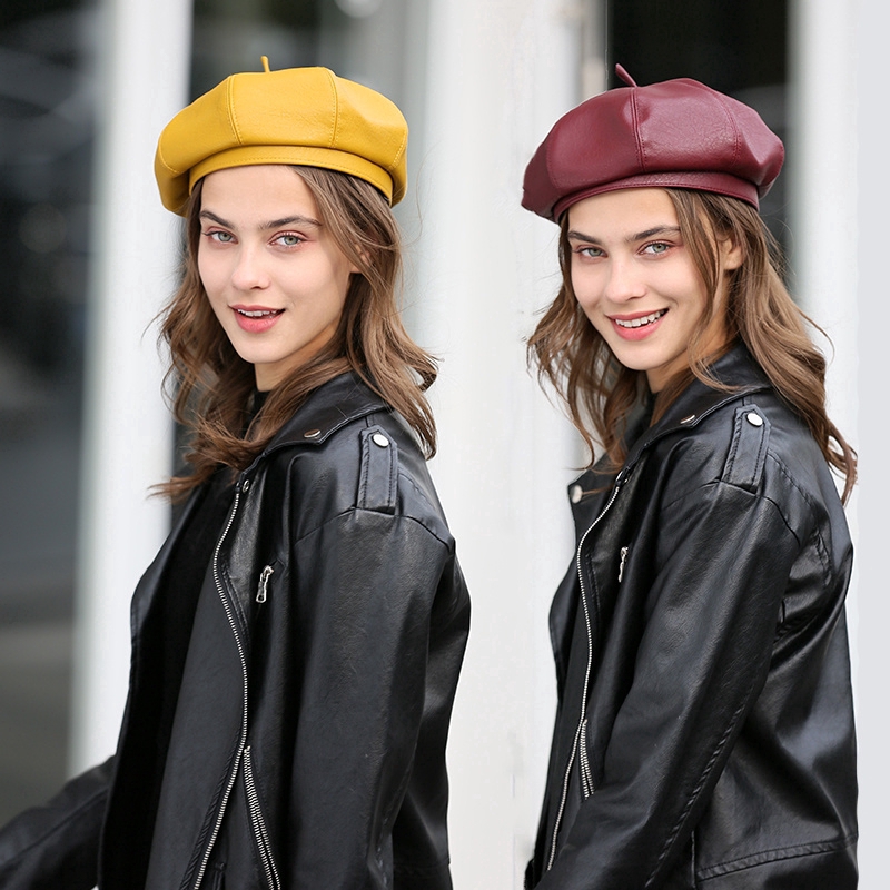 Mũ Nồi Bằng Da PU Phong Cách Nhật Bản Thời Trang Cho Nữ