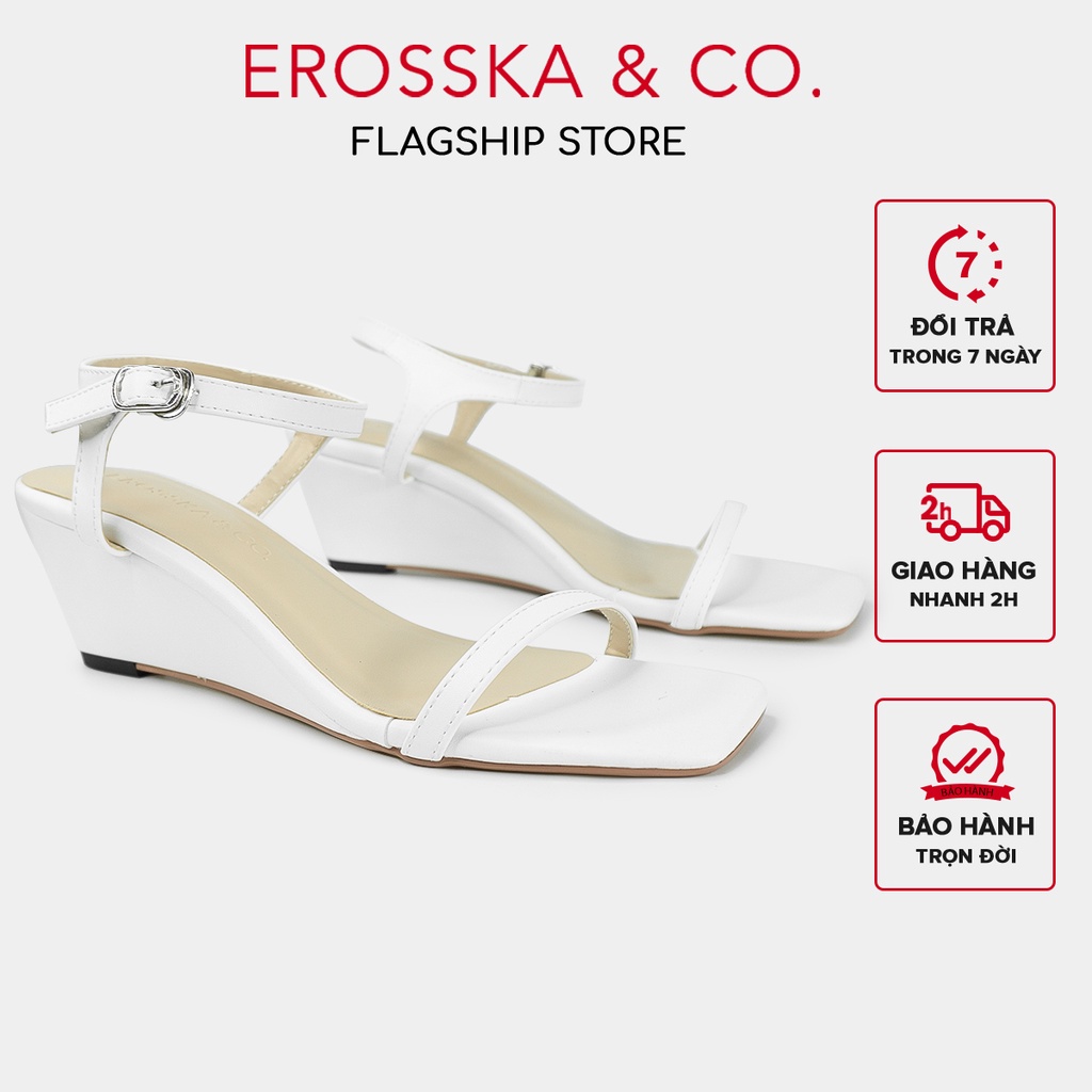 Erosska - Giày sandal đế xuồng quai mảnh dáng sang mang nhẹ màu nâu - XE001