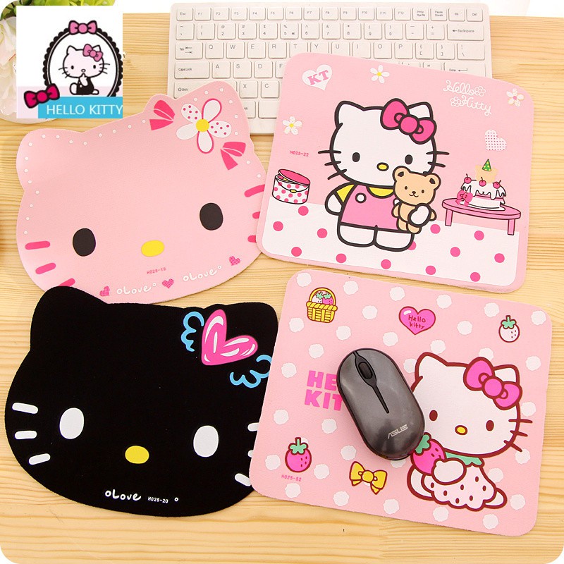 Tấm Lót Chuột Và Bàn Phím Hình Đầu Mèo hello kitty Dễ Thương Độc Đáo Cho Máy Tính/Notebook/Laptop