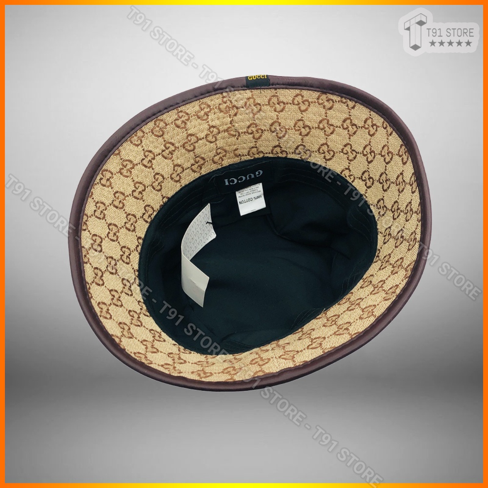 Nón Bucket GC logo sói 3D sắc nét - Nón vành dệt chữ GG tỉ mỉ, viền da cao cấp - Nón Unisex phù hợp cả nam và nữ