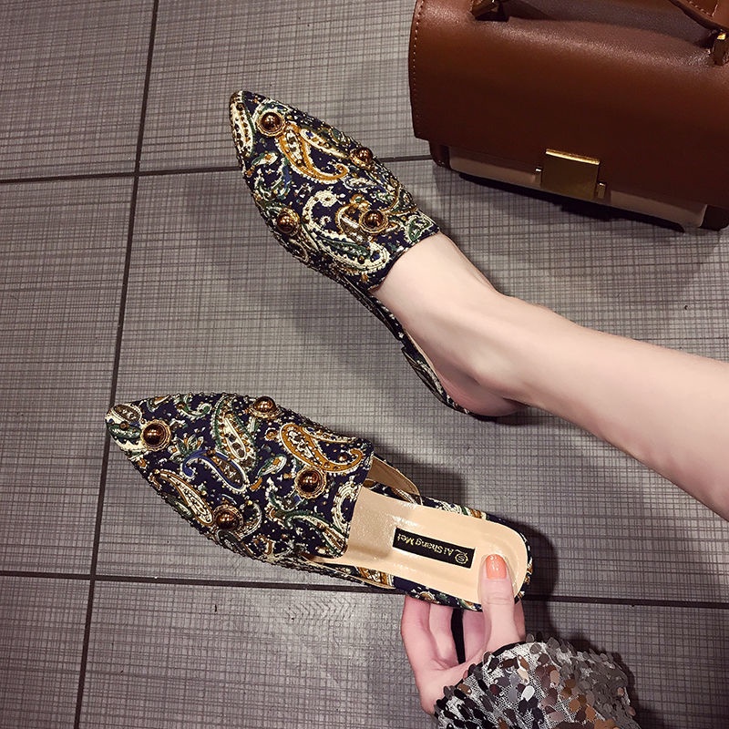 Dép Bít Mũi Đính Đá Phong Cách Hàn Quốc Mới 2022