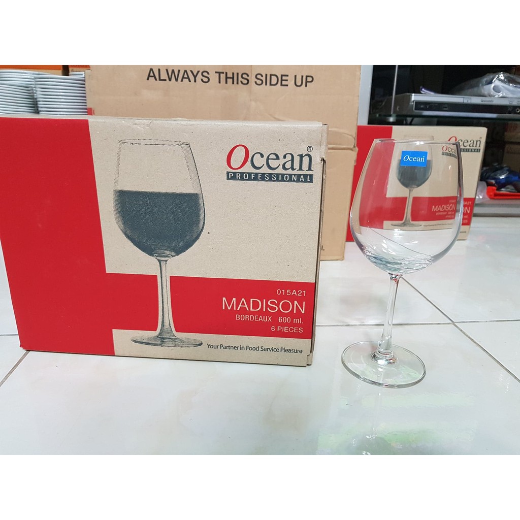 [Đại lý ocean giá sỉ] Bộ 6 ly rượu vang thủy tinh thái lan uống vang đỏ Ocean Madison Bordeaux - 600ml - 15A21