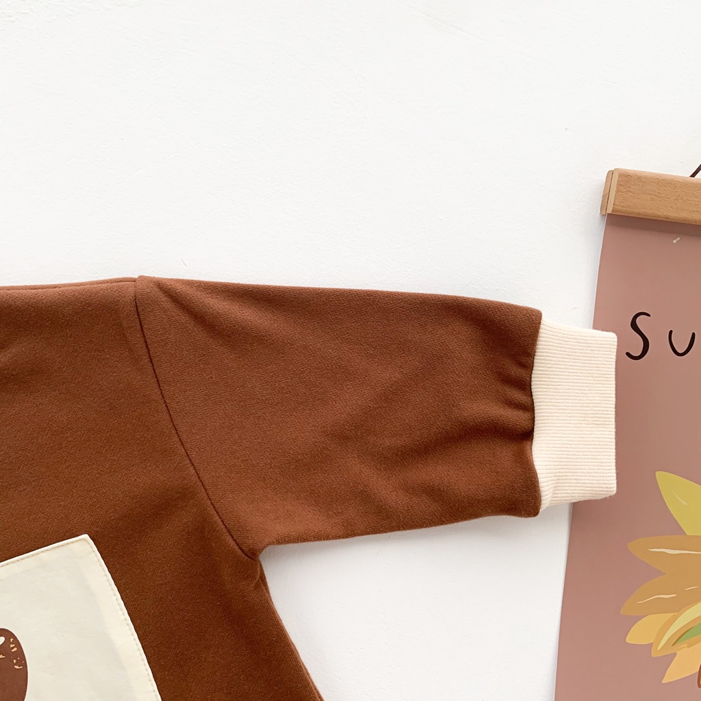 Áo liền quần tay dài hoạt hình gấu đơn giản dễ thương cho bé sơ sinh