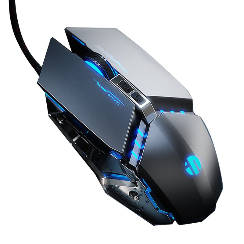 lucky* Wired Macro Programming Metal Mechanical Mouse LED Breathing Light 4 Gear DPI Adjustable Computer Laptop Gaming Mouse
