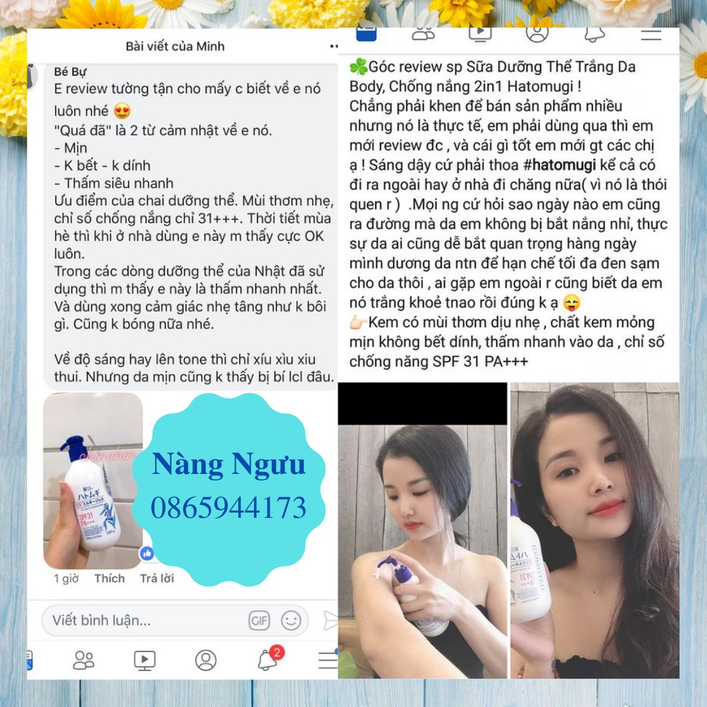 Sữa Dưỡng Thể Hatomugi, Cấp Ẩm, Chống Nắng, Kem Dưỡng Trắng Da Mặt và Body Số 1 Nhật Bản [Hàng Auth - Dưỡng Là Trắng] | BigBuy360 - bigbuy360.vn