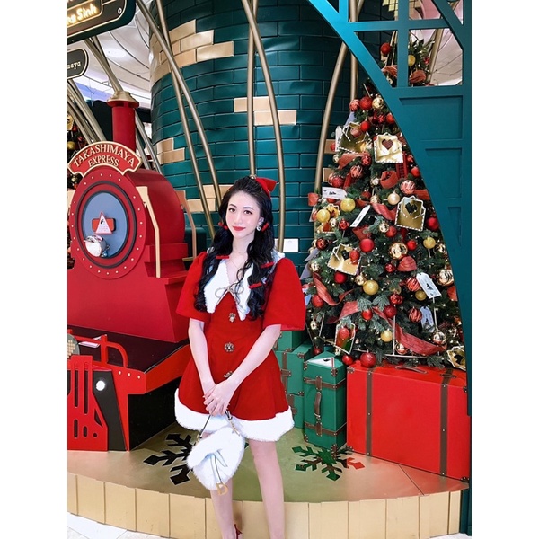 Đầm nhung phối lông noel