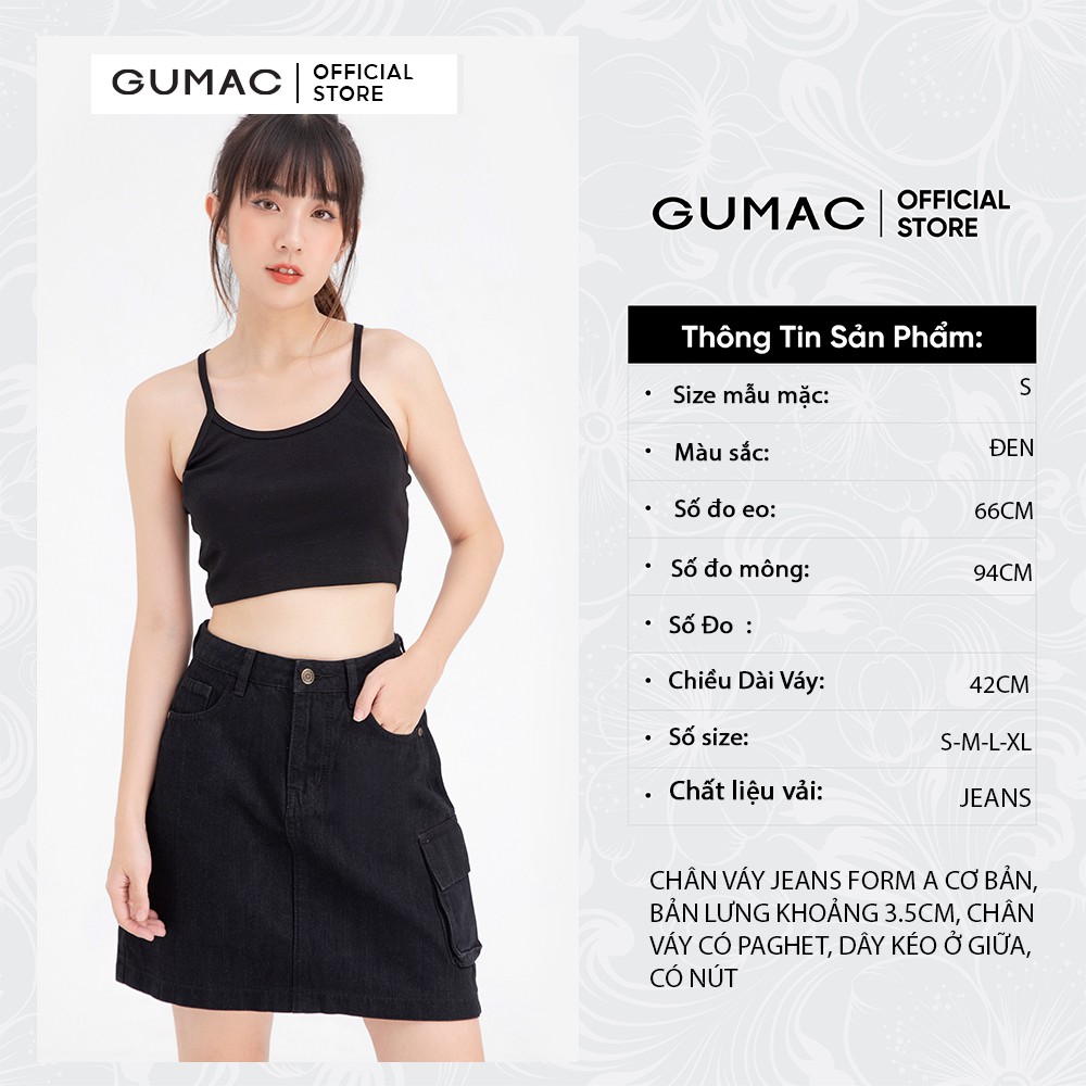 [Mã WABRGU152 giảm 10% tối đa 50k đơn từ 250k] Chân váy jean phối túi GUMAC VJB6118 | BigBuy360 - bigbuy360.vn
