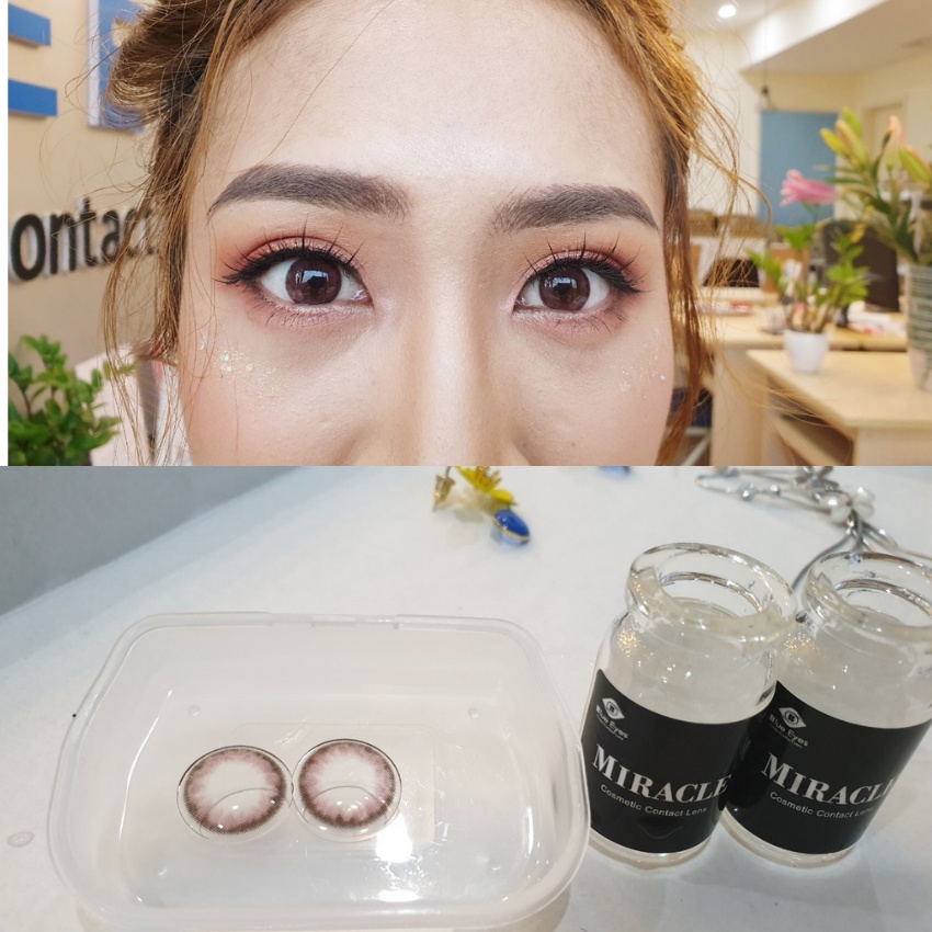 Kính áp tròng PINPUKU hồng đất giãn nhẹ 14.0mm - Lens cận thời trang Hàn Quốc chính hãng