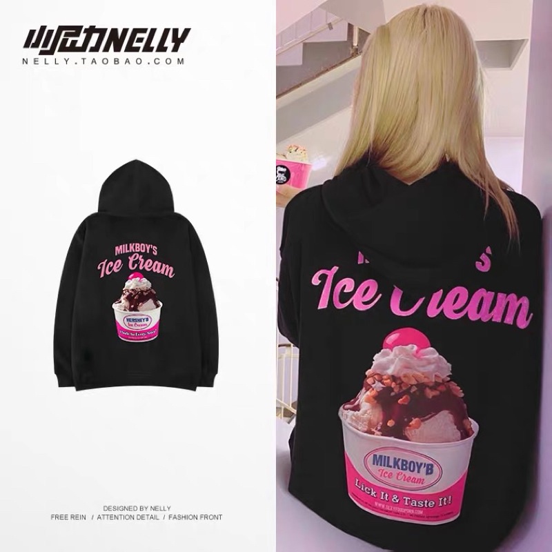 [sẵn] Áo hoodie nỉ bông nelly [1419] dáng unisex form rộng ice cream